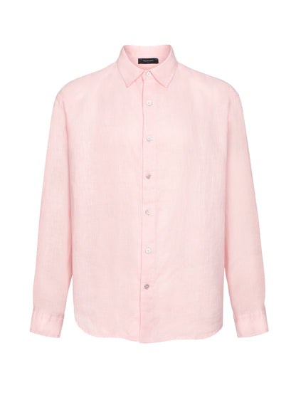 Linen-Blend Relaxed Long-Sleeve Shirt