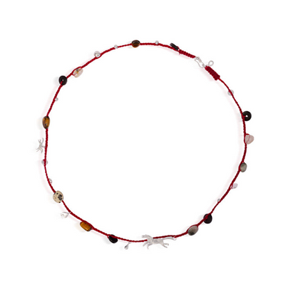 Log Cabin Pony Red Cord Necklace & Bracelet