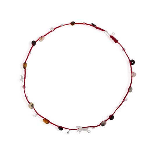 Log Cabin Pony Red Cord Necklace & Bracelet