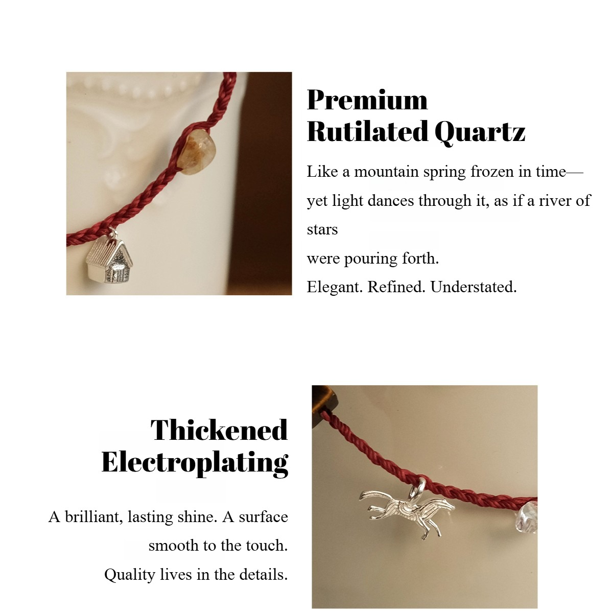 Log Cabin Pony Red Cord Necklace & Bracelet