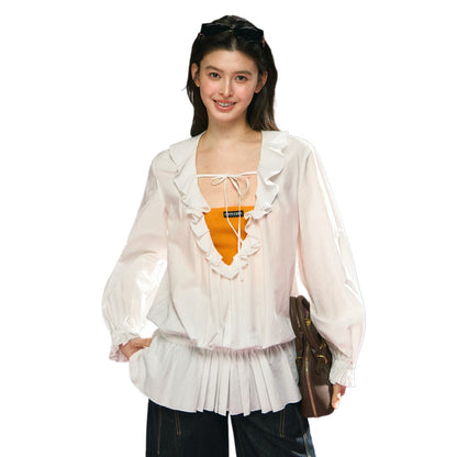 Long Sleeve Ruffle Blouse Top