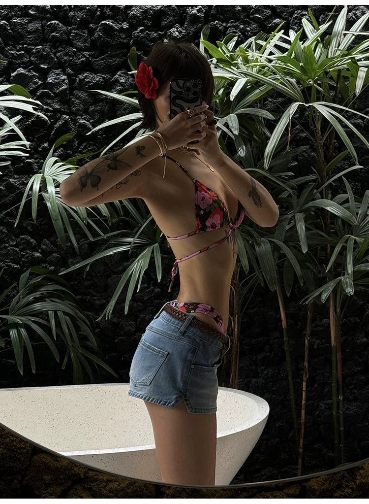 Low Rise Retro Denim Shorts