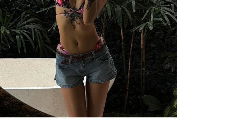 Low Rise Retro Denim Shorts