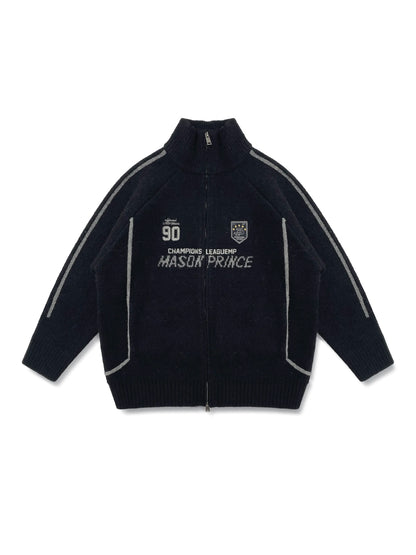 MASONPRINCE Contrast Piping Wool-Blend Zip Cardigan