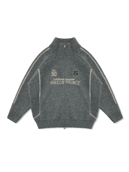 MASONPRINCE Contrast Piping Wool-Blend Zip Cardigan