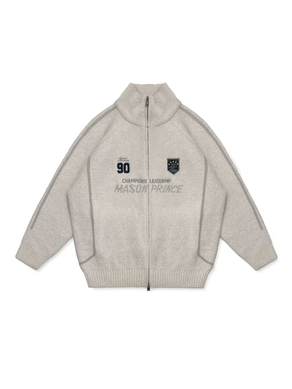 MASONPRINCE Contrast Piping Wool-Blend Zip Cardigan