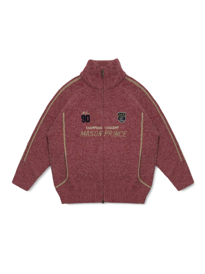 MASONPRINCE Contrast Piping Wool-Blend Zip Cardigan