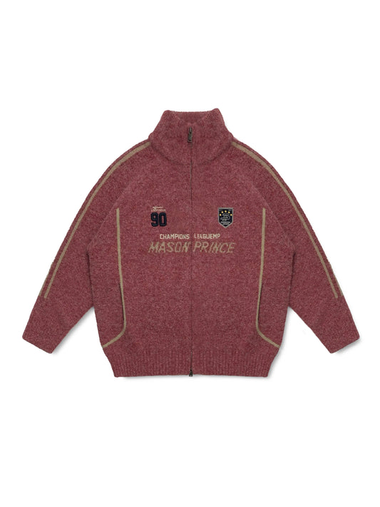 MASONPRINCE Contrast Piping Wool-Blend Zip Cardigan