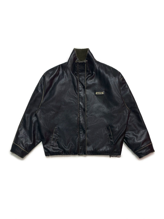 MASONPRINCE Distressed Faux Leather Shearling Jacket