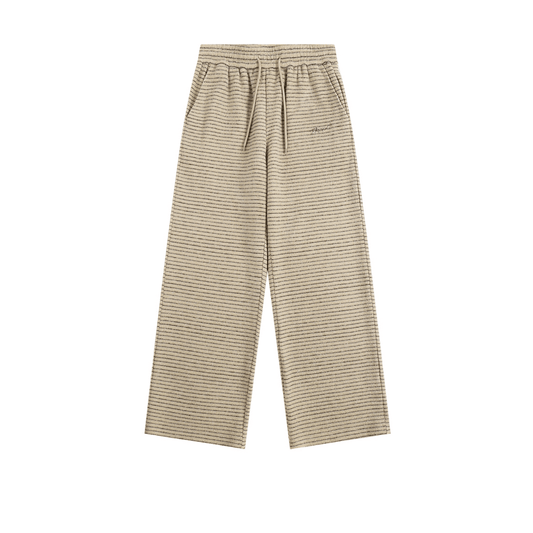 Men's women's beige sweatpants - retro athletic joggers with elastic waist pocket casual