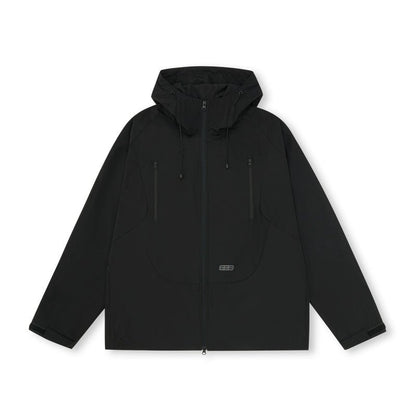 Men's women's black waterproof jacket - lightweight hooded packable raincoat for travel everyday