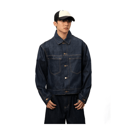 Men's women's denim shirt jacket outfit - with matching wide leg jeans overshirt casual style