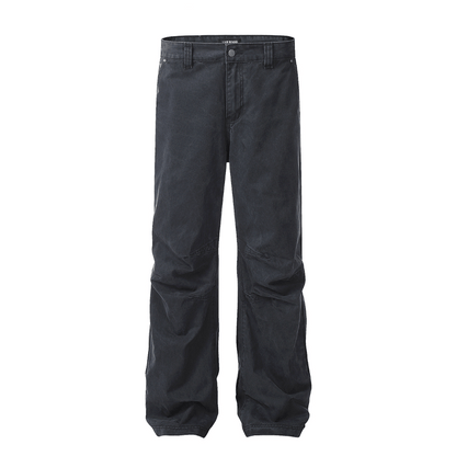 Men's women's  smoke grey bootcut jeans - unisex relaxed fit utility pockets cargo pants