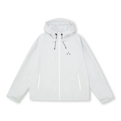 Men's women's waterproof outdoor jacket - Coconut white windbreaker rain coat with white zipper pockets | Stain resistant lightweight hiking jacket