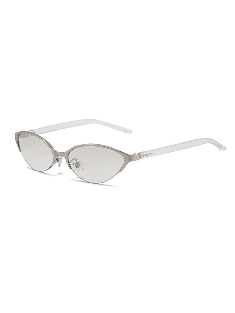 Metal Cat-Eye Sunglasses — Silver-tone cat-eye frame with light lenses