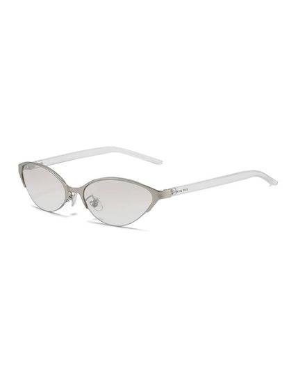Metal Cat-Eye Sunglasses — Silver-tone cat-eye frame with light lenses
