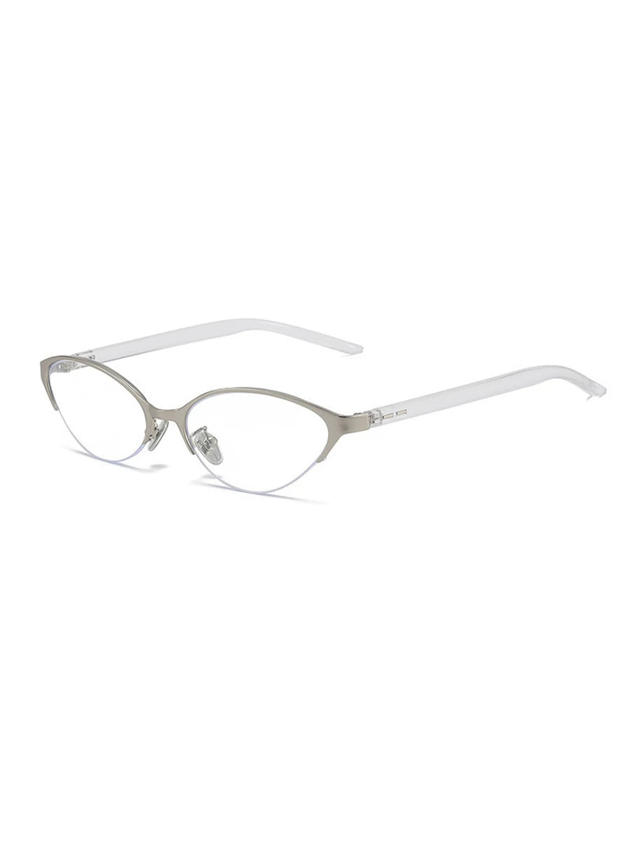 Silver-Tone Frame / Clear Lenses Metal Cat-Eye UV-Protective Sunglasses