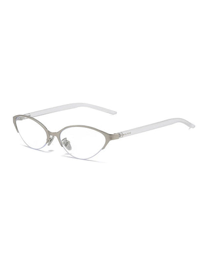 Silver-Tone Frame / Clear Lenses Metal Cat-Eye UV-Protective Sunglasses