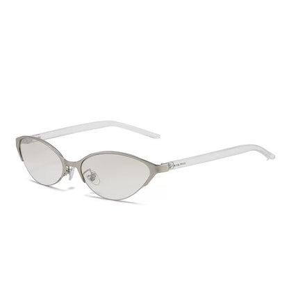 Silver-Tone Frame / Grey Lenses Metal Cat-Eye UV-Protective Sunglasses