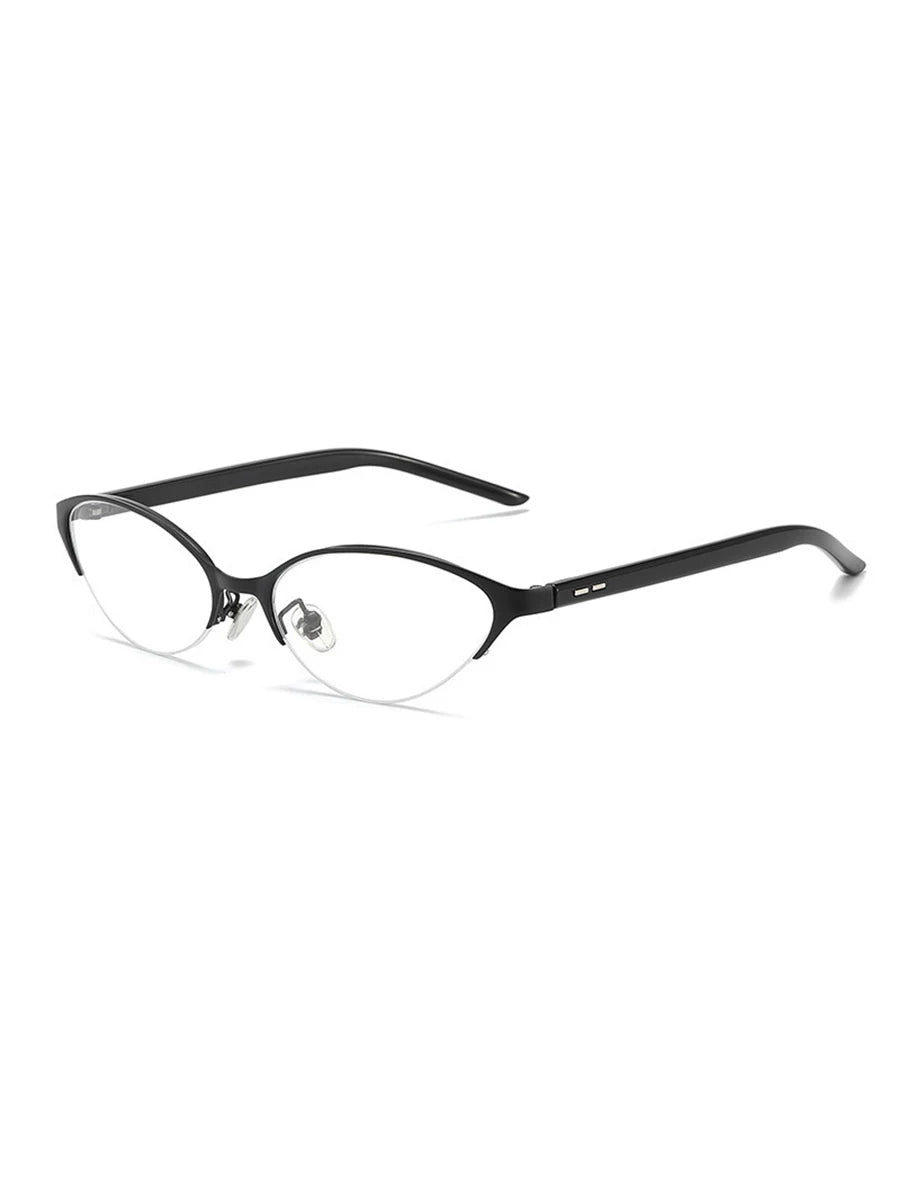 Black Frame / Clear Lenses Metal Cat-Eye UV-Protective Sunglasses