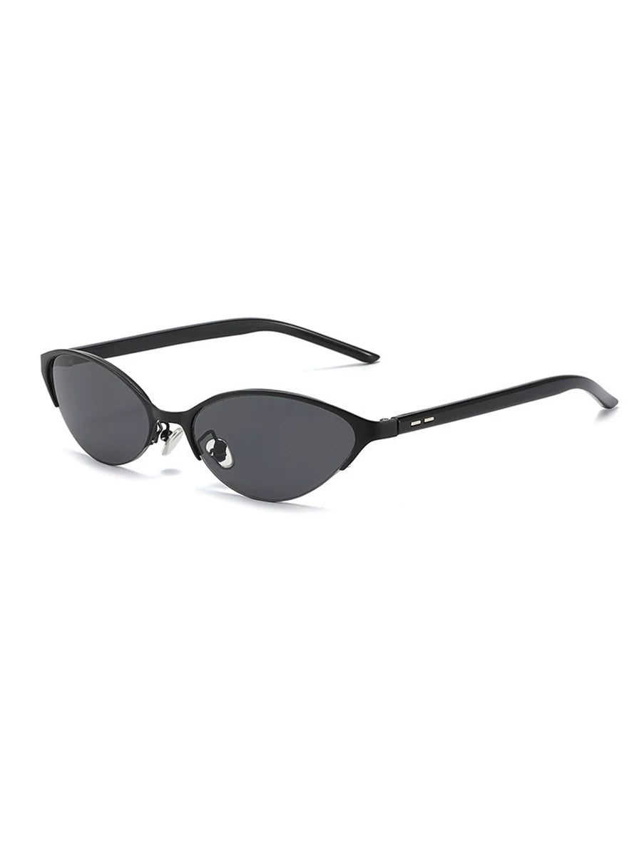 Black Frame / Black Lenses Metal Cat-Eye UV-Protective Sunglasses