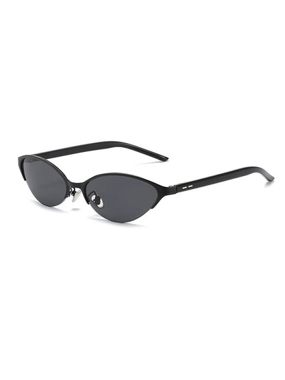 Black Frame / Black Lenses Metal Cat-Eye UV-Protective Sunglasses