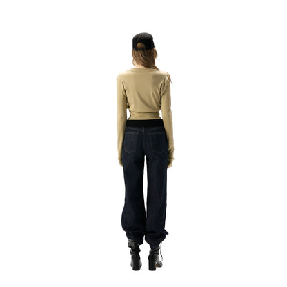 Mid-Rise Straight Wide Leg Jeans