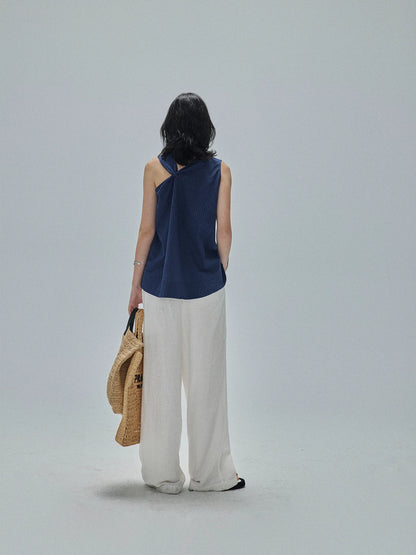 MOOFEEL Asymmetric Striped Top