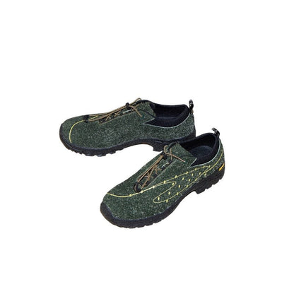 Moss Green Lace-Up Sneakers — green and black pair, top view
