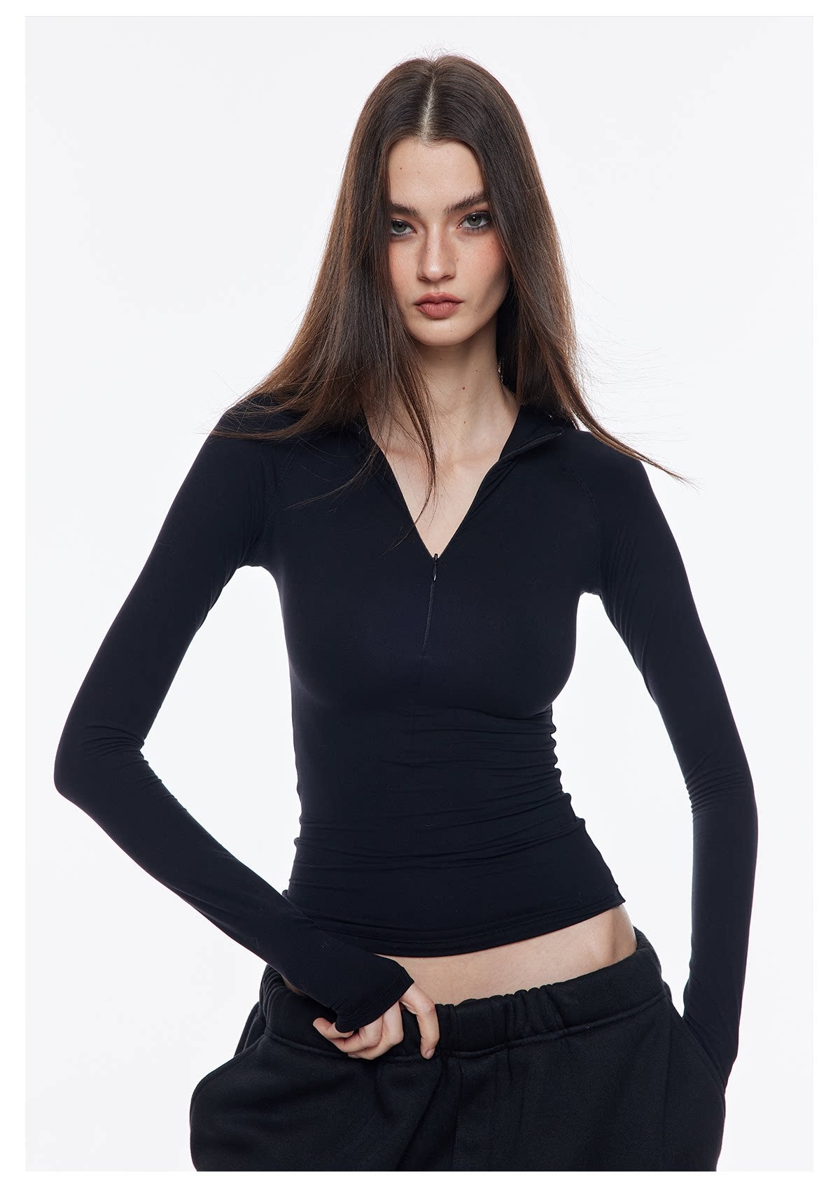 Naked Feel Zip Long Sleeve Top