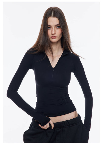 Naked Feel Zip Long Sleeve Top