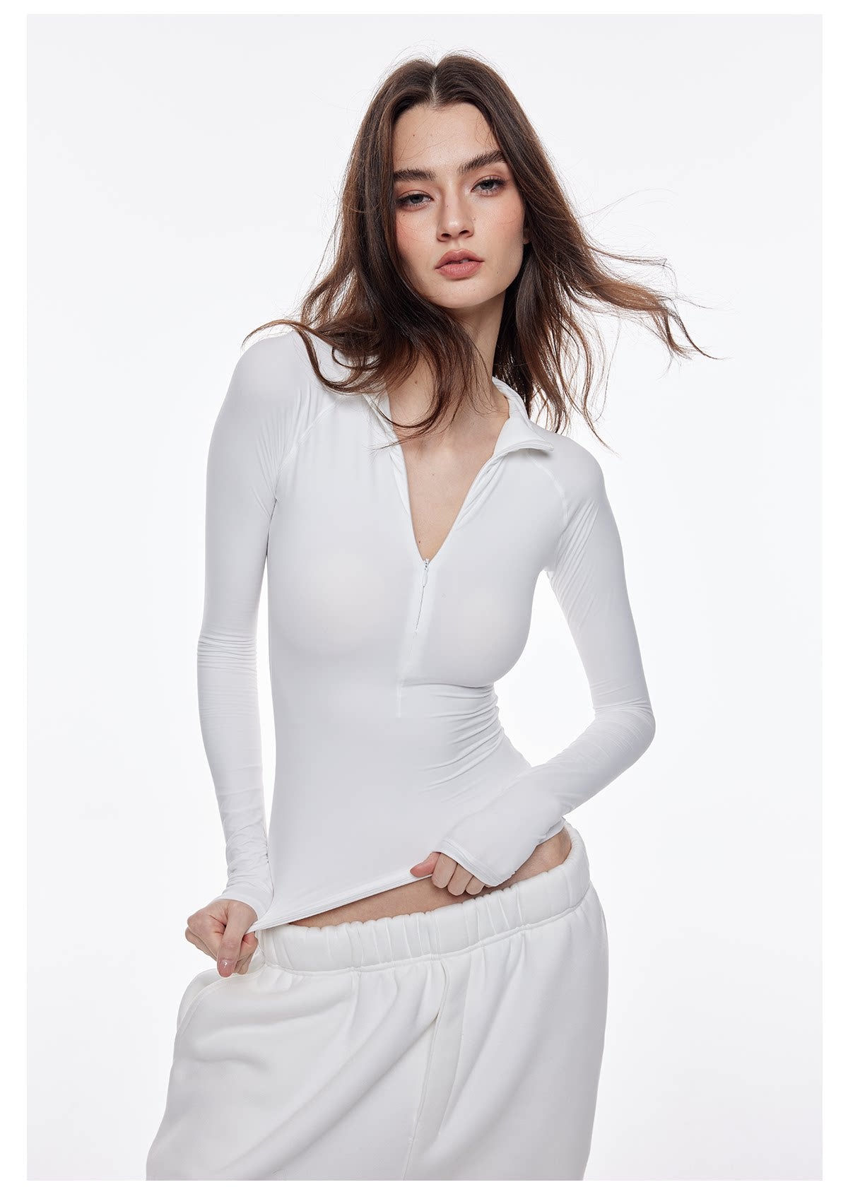 Naked Feel Zip Long Sleeve Top