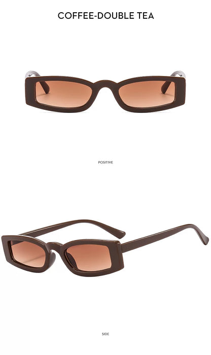 Schmale rechteckige Sonnenbrille — Farben: braun ; Rahmen- und Glasdetails