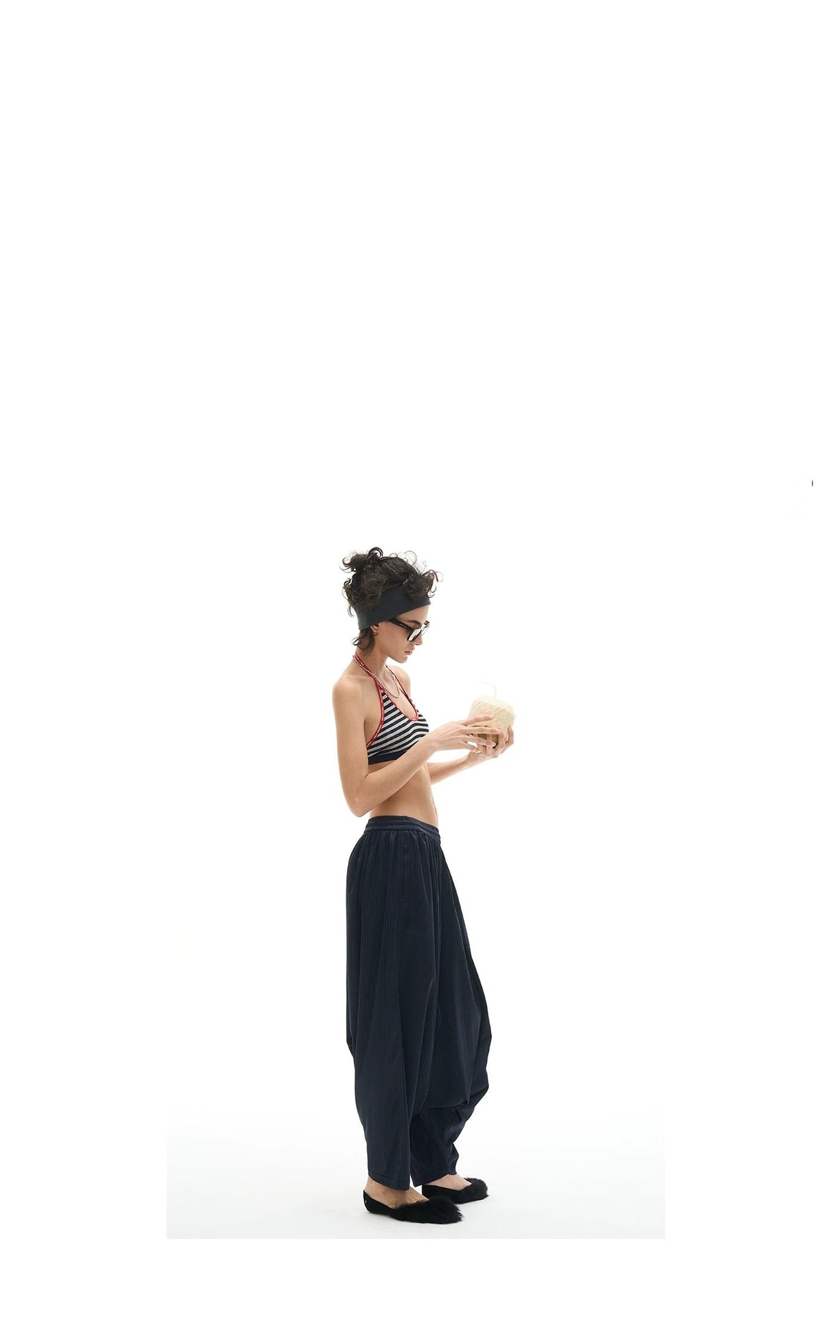 Navy Pinstripe Harem Pants
