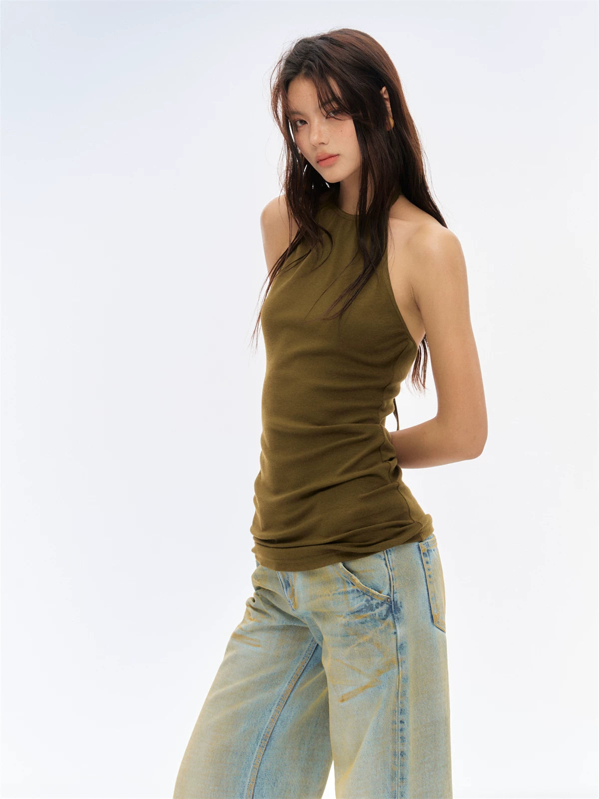 Neck sling vest sports top