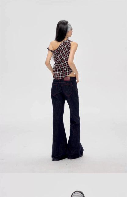Off-Shoulder Plaid Top