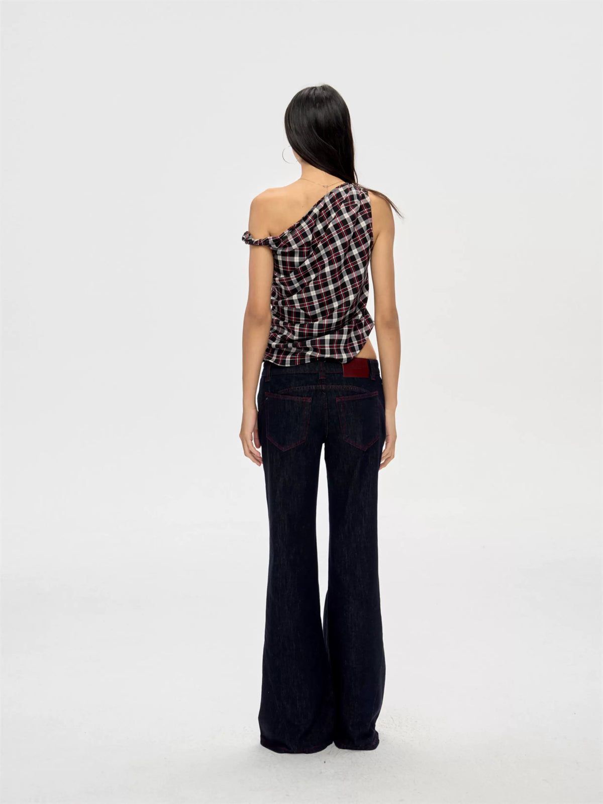 Off-Shoulder Plaid Top