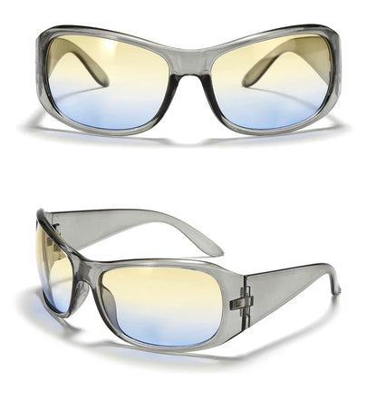 Lunettes de soleil oversize d’inspiration sportive — coloris gris
