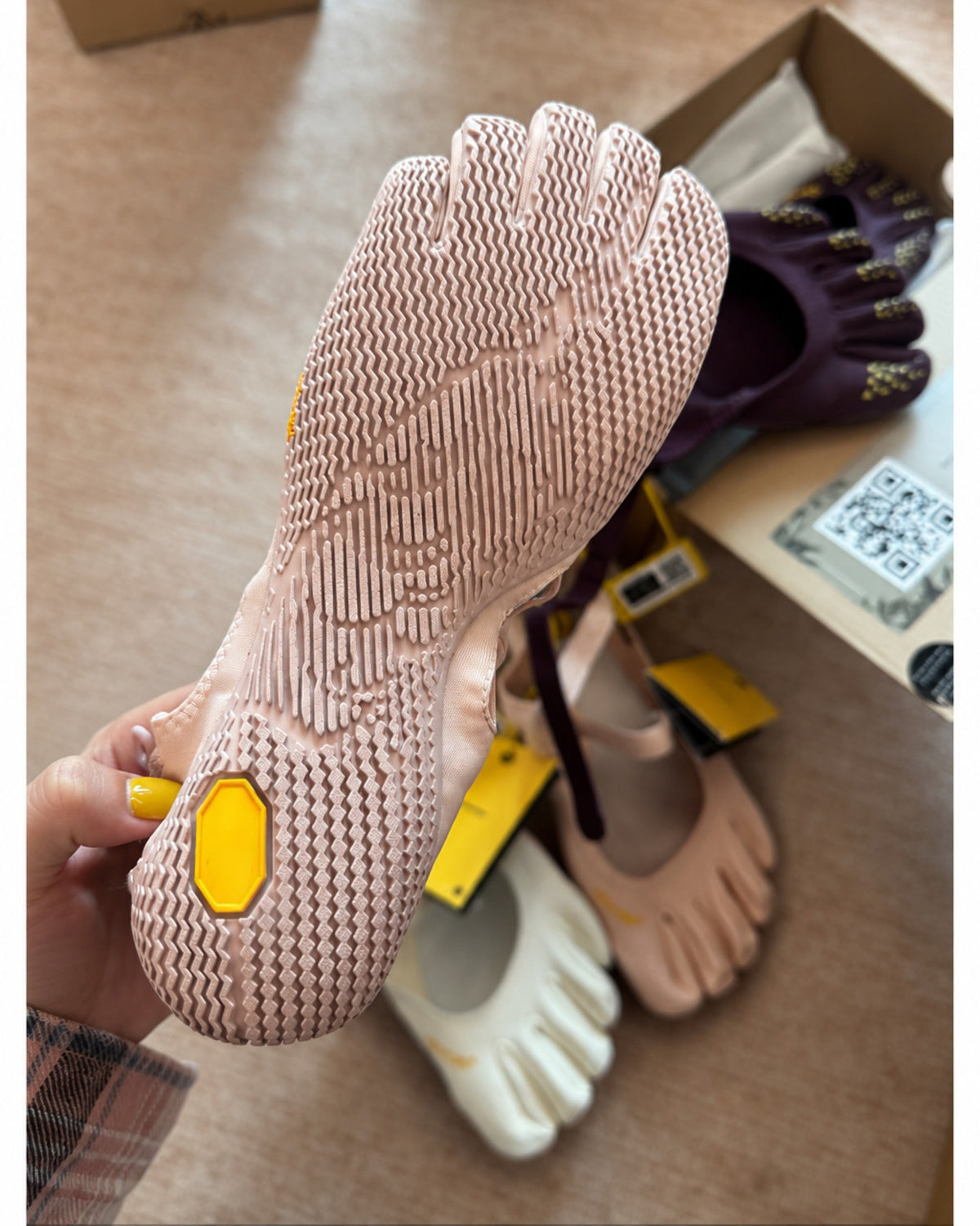 Pink FiveFingers V-Soul shoe, close-up of the textured outsole