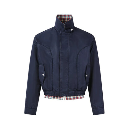 Plaid-Lined Harrington Jacket