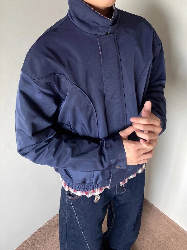 Plaid-Lined Harrington Jacket