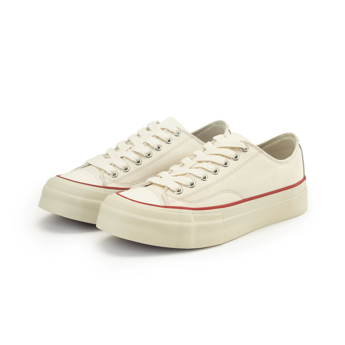 Platform Canvas Low-Top Sneakers — white canvas pair, side angle