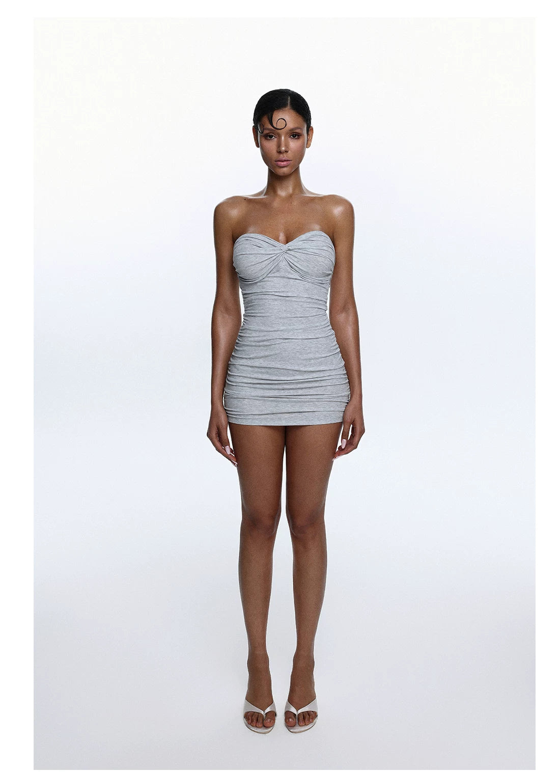 Pleated Wrap Mini Dress