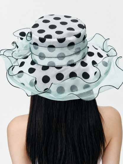 Polka Dot Ruffle Mesh Sun Hat product view