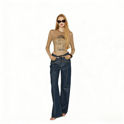 Print Mesh Long Sleeve T-Shirt