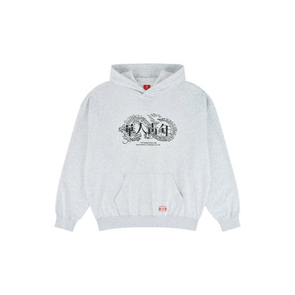 Raised Dragon Print Relaxed Pullover Hoodie - view 8