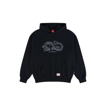 Raised Dragon Print Relaxed Pullover Hoodie - view 13