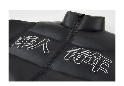 Kapuzen-Steppjacke mit Logo-Patch
