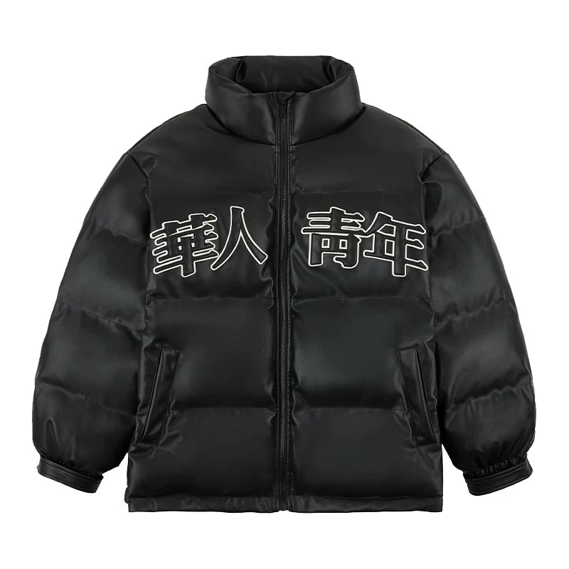 Kapuzen-Steppjacke mit Logo-Patch