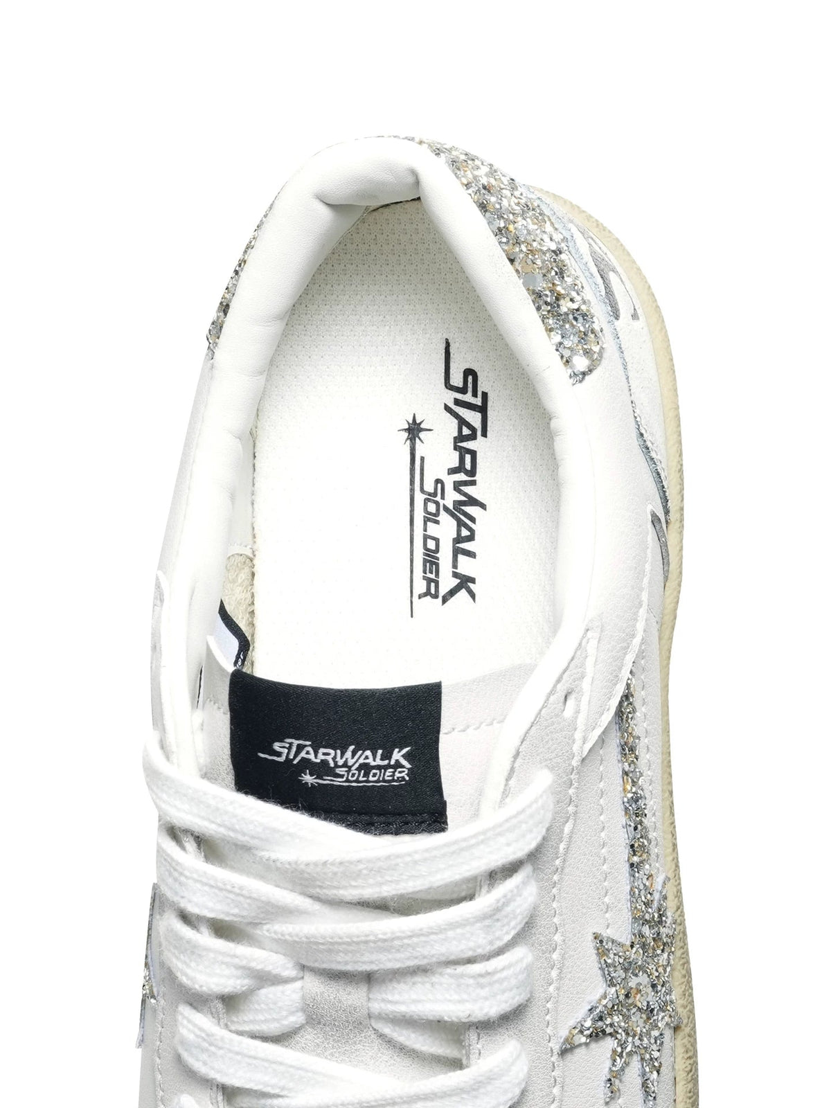 White Glitter Meteor Distressed Sneakers